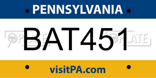 BAT451 Pennsylvania License Plate