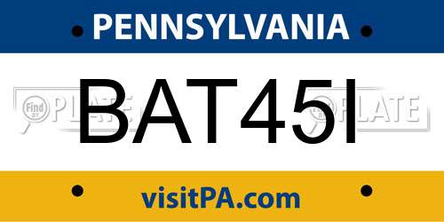 BAT45I Pennsylvania License Plate