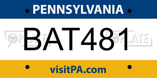 BAT481 Pennsylvania License Plate