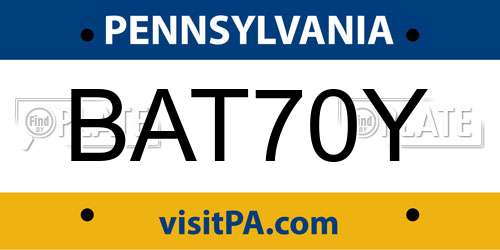 BAT70Y Pennsylvania License Plate