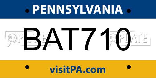 BAT710 Pennsylvania License Plate