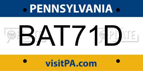 BAT71D Pennsylvania License Plate
