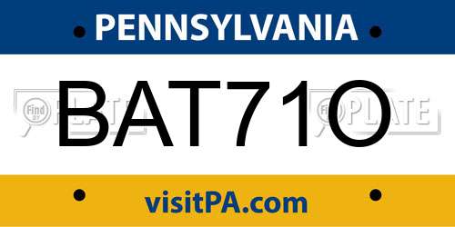 BAT71O Pennsylvania License Plate