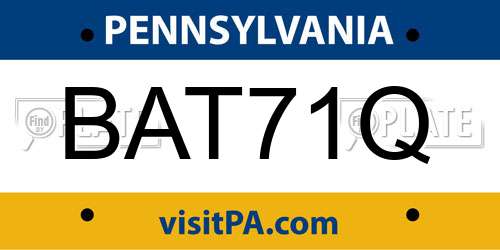 BAT71Q Pennsylvania License Plate