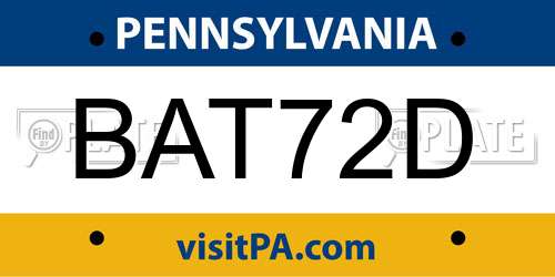 BAT72D Pennsylvania License Plate
