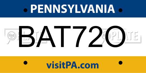 BAT72O Pennsylvania License Plate