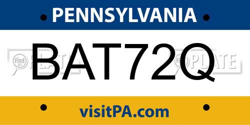 BAT72Q Pennsylvania License Plate