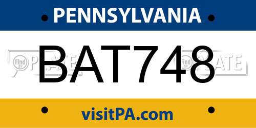BAT748 Pennsylvania License Plate