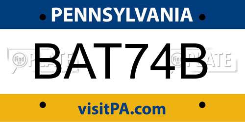BAT74B Pennsylvania License Plate