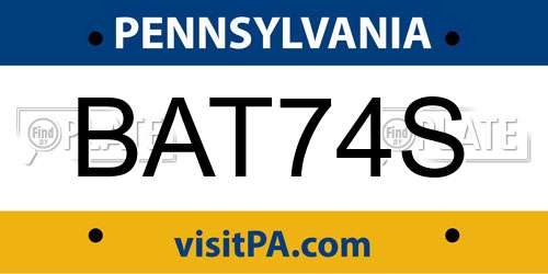 BAT74S Pennsylvania License Plate