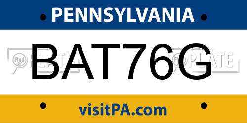 BAT76G Pennsylvania License Plate