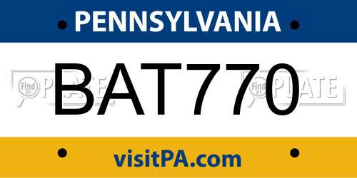 BAT770 Pennsylvania License Plate