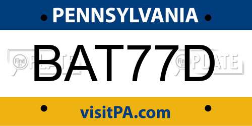 BAT77D Pennsylvania License Plate