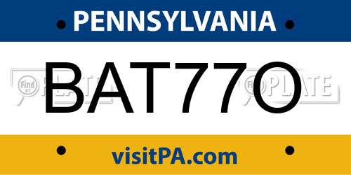 BAT77O Pennsylvania License Plate