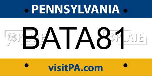 BATA81 Pennsylvania License Plate