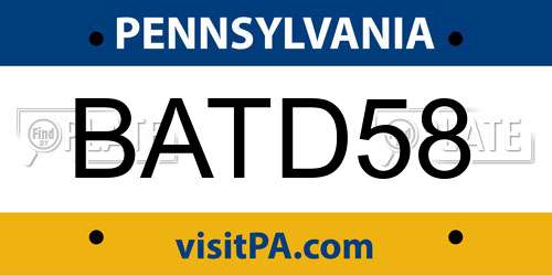 BATD58 Pennsylvania License Plate