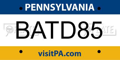 BATD85 Pennsylvania License Plate