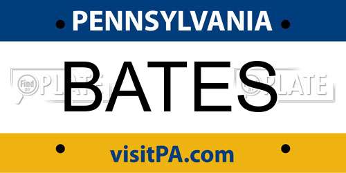 BATES Pennsylvania License Plate