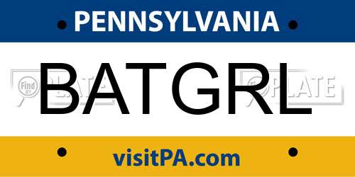BATGRL Pennsylvania License Plate