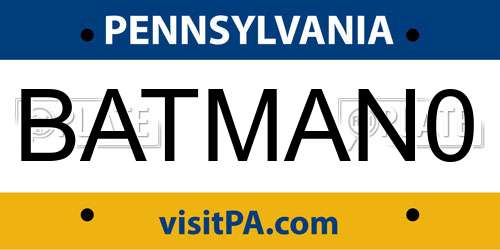 BATMAN0 Pennsylvania License Plate