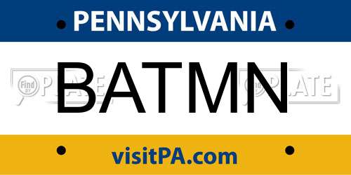 BATMN Pennsylvania License Plate