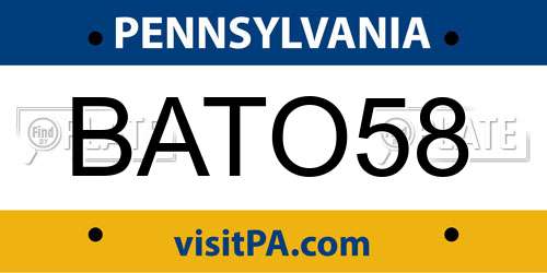 BATO58 Pennsylvania License Plate
