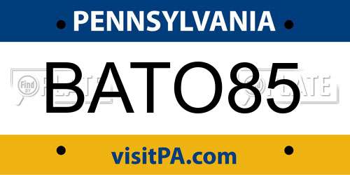 BATO85 Pennsylvania License Plate