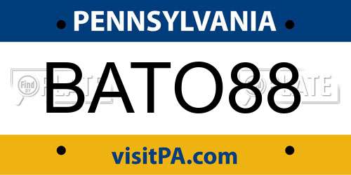 BATO88 Pennsylvania License Plate