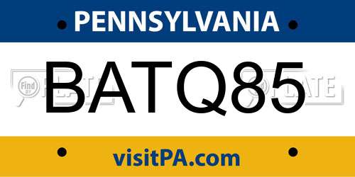 BATQ85 Pennsylvania License Plate