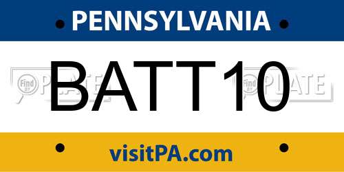 BATT10 Pennsylvania License Plate