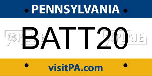 BATT20 Pennsylvania License Plate