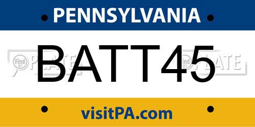 BATT45 Pennsylvania License Plate