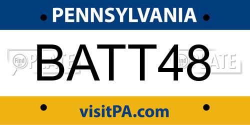 BATT48 Pennsylvania License Plate