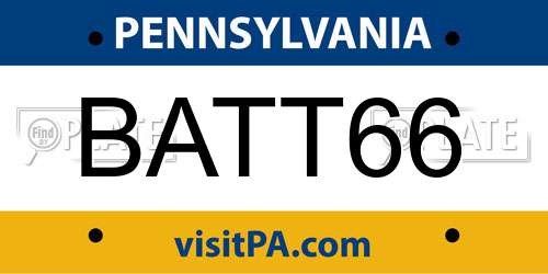 BATT66 Pennsylvania License Plate