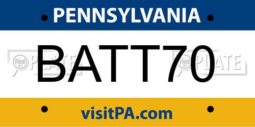 BATT70 Pennsylvania License Plate