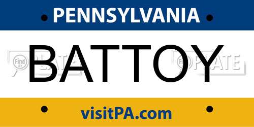 BATTOY Pennsylvania License Plate