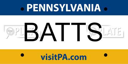 BATTS Pennsylvania License Plate