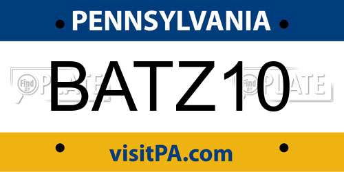 BATZ10 Pennsylvania License Plate