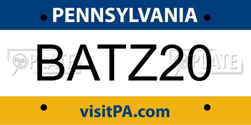 BATZ20 Pennsylvania License Plate