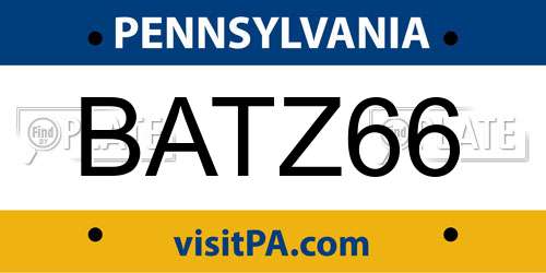 BATZ66 Pennsylvania License Plate