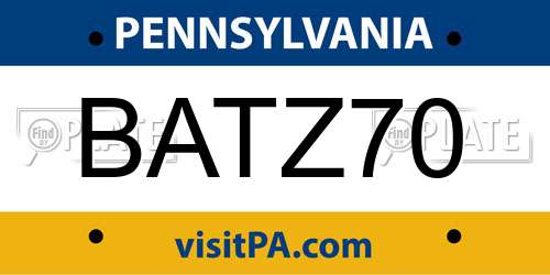 BATZ70 Pennsylvania License Plate