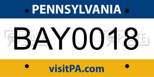 BAY0018 Pennsylvania License Plate
