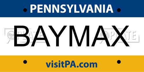 BAYMAX Pennsylvania License Plate