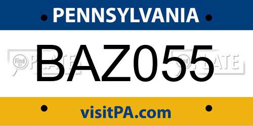 BAZ055 Pennsylvania License Plate