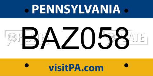BAZ058 Pennsylvania License Plate