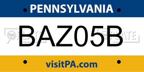 BAZ05B Pennsylvania License Plate