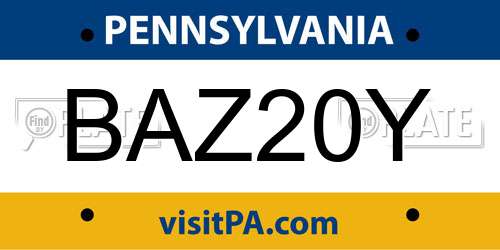 BAZ20Y Pennsylvania License Plate
