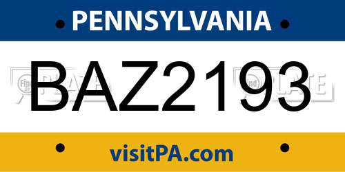 BAZ2193 Pennsylvania License Plate