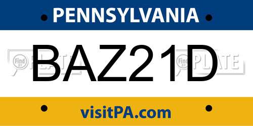 BAZ21D Pennsylvania License Plate
