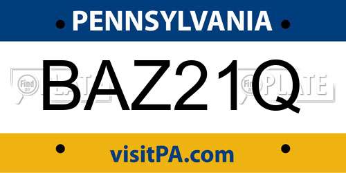 BAZ21Q Pennsylvania License Plate
